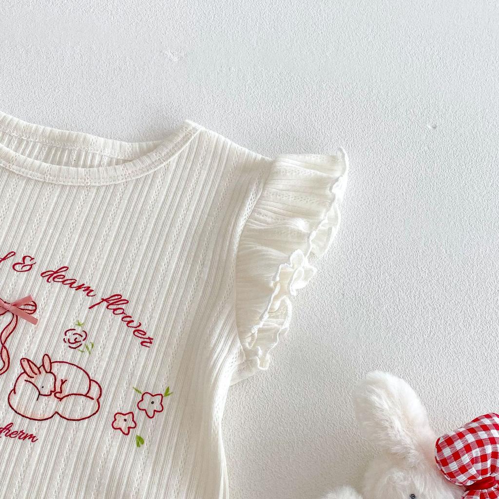 Baby Girls Cute Rabbit Print T Shirt Summer Short Sleeve Casual Fashion Top