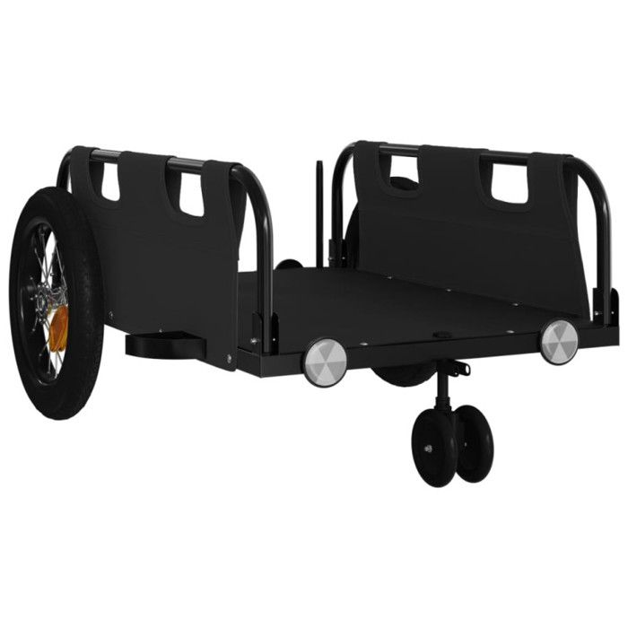 VidaXL Bicycle Trailer, Transport Cart with Hitch Bar, Bicycle Trailer with Flag for Luggage, Black 94185