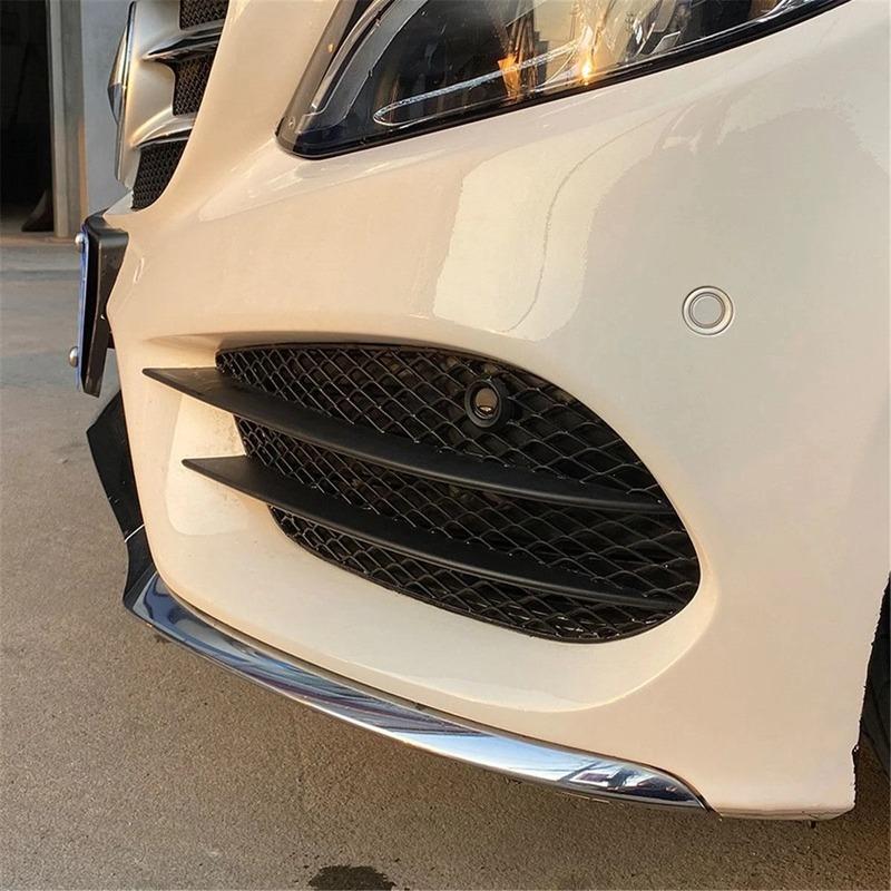 For W205 C-Class C180 C200 C260 2015-2018 Set L+R Front Bumper Fog Lamp Grill Grille Ert Face Bar Cover-A87Q