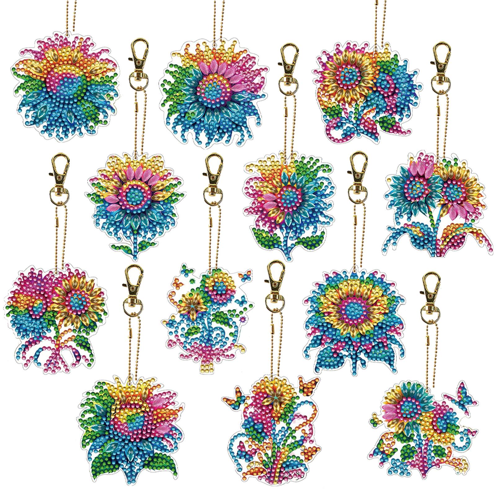 

12 шт. 2D Пласкі DIY Брелок для Алмазного Живопису ПВХ Блискучий Стрази Брелоки Двосторонні для Сумки Підвіска Прикраса для Дому