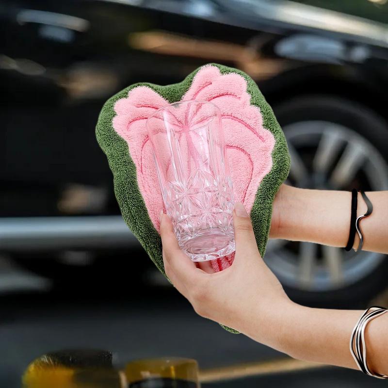 Luxury Coral Fluff Towel: Ultra-Soft & Absorbent for Kitchen/Bathroom with Leaf Design & Hanging Loop