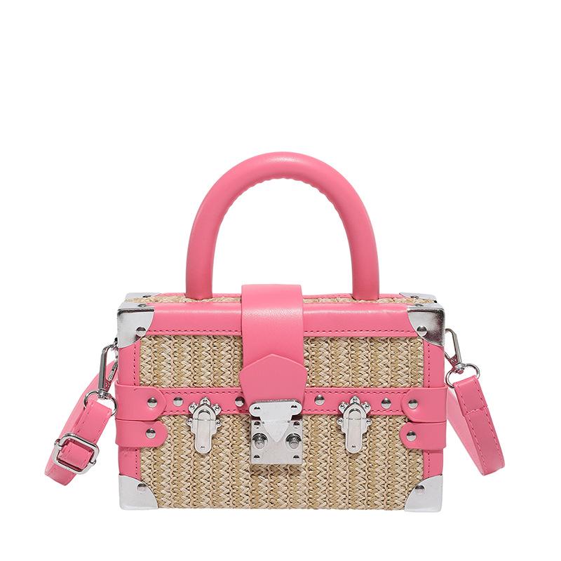 2025 Fashion Rivet Woven Straw Handbag - Versatile Trendy Shoulder & Crossbody Beach Bag