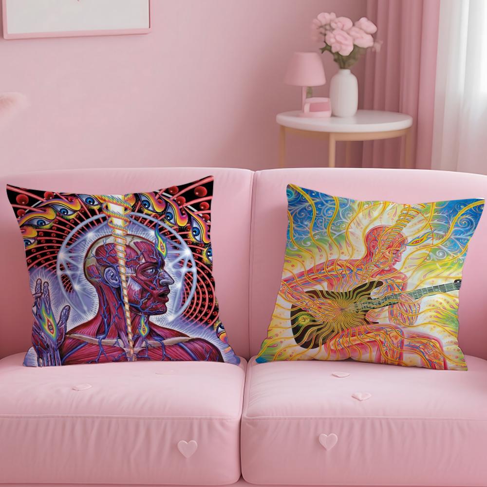 A-Alex GreyS Trippy Psychedelic Cushion Cover Comfortable Reversible Pillow Cover Ideal for Car Sofa Bedroom & Beyond