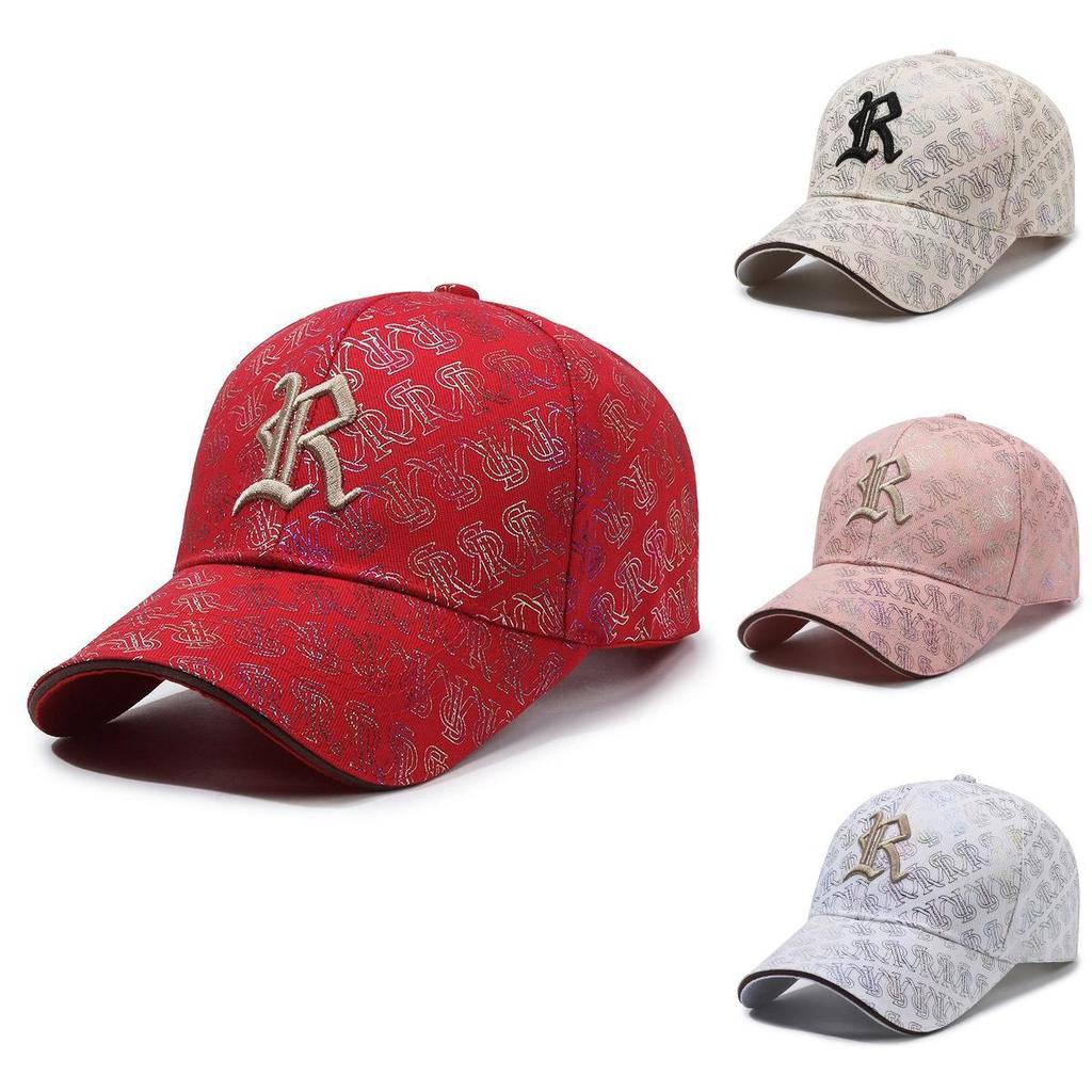 Letter R Embroidery Cotton Baseball Cap Adjustable Breathable Peaked Caps Gift