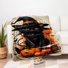 "Halloween Witch Cat Decorations - Spooky Black Cat with Hat"Blanket Flannel Throw Blanket for Sofa, Bed, Travel, Camping, Office