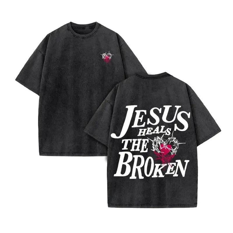 Christian Unisex Women Washed Graphic Print T Shirt Version Casual T Shirt Cotton Christian Vintage T Shirt Harajuku Style