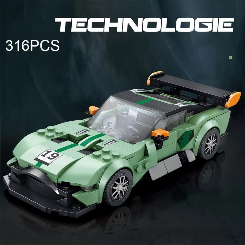 316PCS Green Sports Car Building Blocks 1:24 Scale Car Model Assemble Bricks Toy Creative Decoration Children Holiday Gifts
