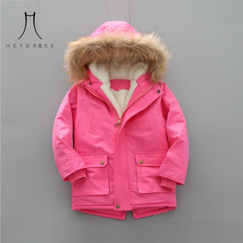 Children Wear Velvet Thickened Cotton Coat Winter New Fashion Hooded Coat Children Cotton Coat
