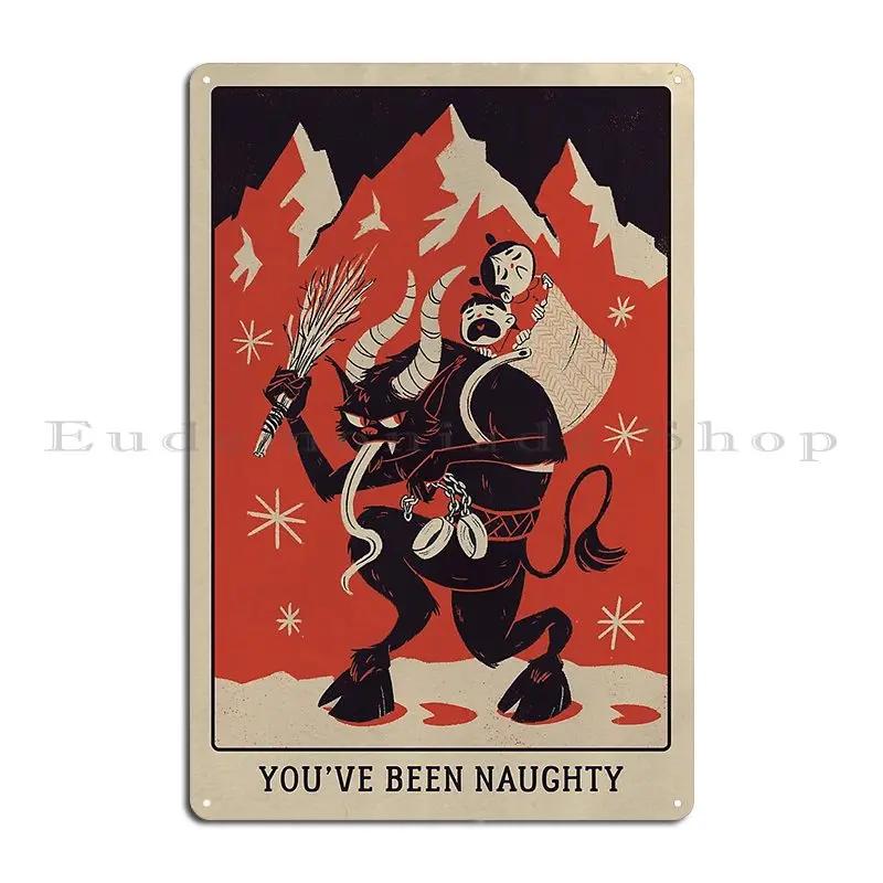 The Krampus Beware The Ill Behaved Print Krampus Greetings Metal Plaque Printing Decoration Garage Wall Mural Tin Sign Poster
