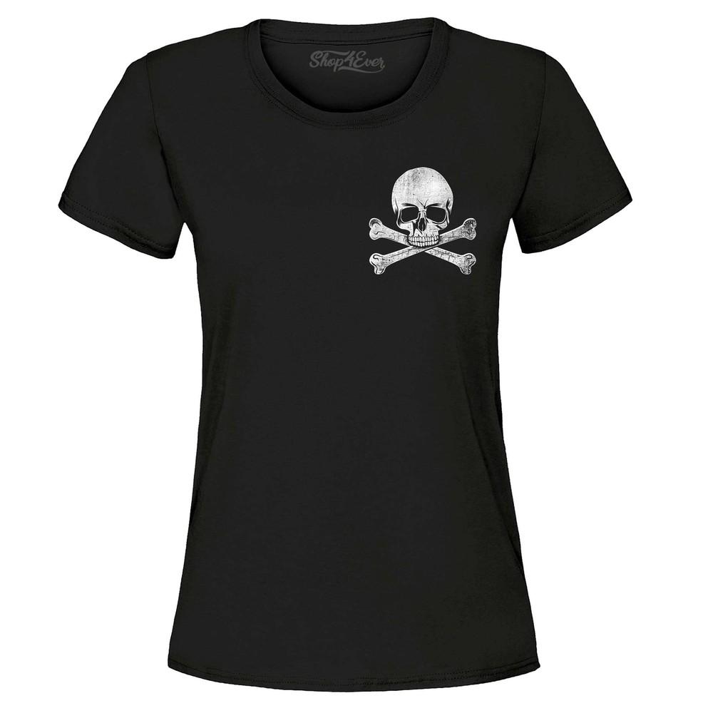

Distressed Skull and Crossbones Pocket Size Women s T-Shirt Novelty Shirt 2XL