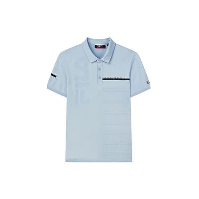 Embroidered Logo Striped Sports Polo Shirt Men Tops Zen-Blue F11M131125F-LB