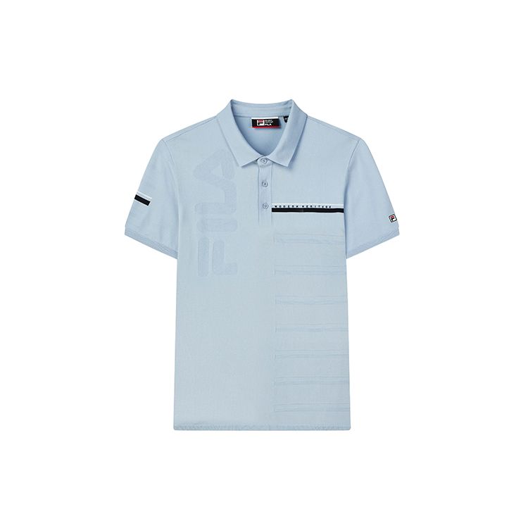 

FILA Embroidered Logo Striped Sports Polo Shirt Men tops Zen-Blue F11M131125F-LB M