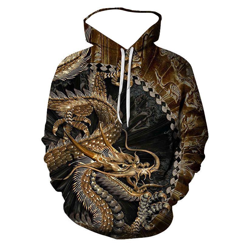 

Мужской осенний свитер с капюшоном в популярном стиле, индивидуальный свитер с капюшоном с резным драконом и 3D принтом, мужской топ для мужчин
