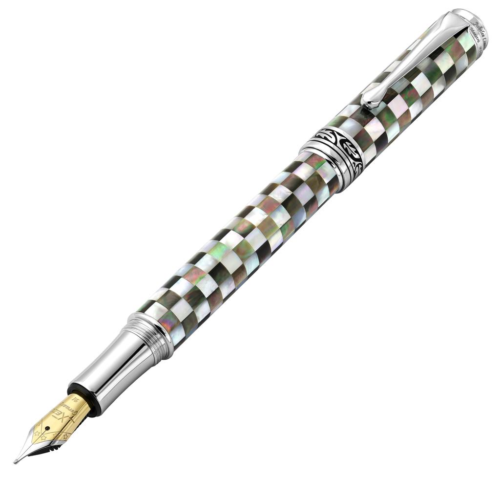 Xezo Maestro Jubilee Fountain Junior High School Checkered Brine White and Black Limited Edition of 223 Handcrafted by Each Pen Is Unique Pen, Nib,
