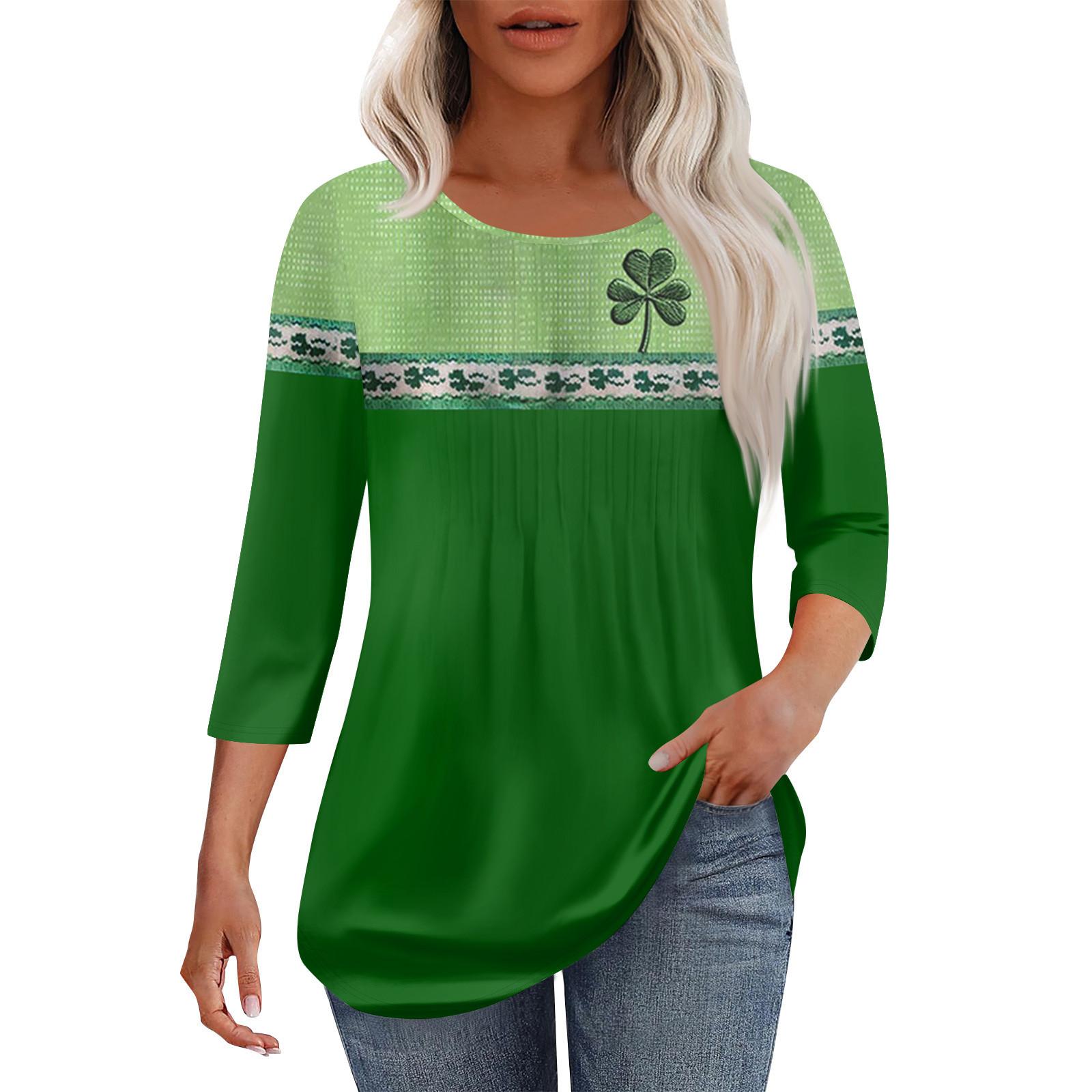 

Женская модная повседневная плиссированная футболка с круглым вырезом и рукавом семь четвертей XL