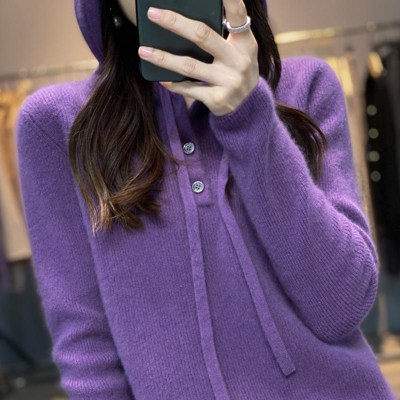 Herbst und Winter neuer Kapuzenpullover vielseitiges gestricktes Unterhemd fauler Stil lockerer lässiger Pullover Hoodie