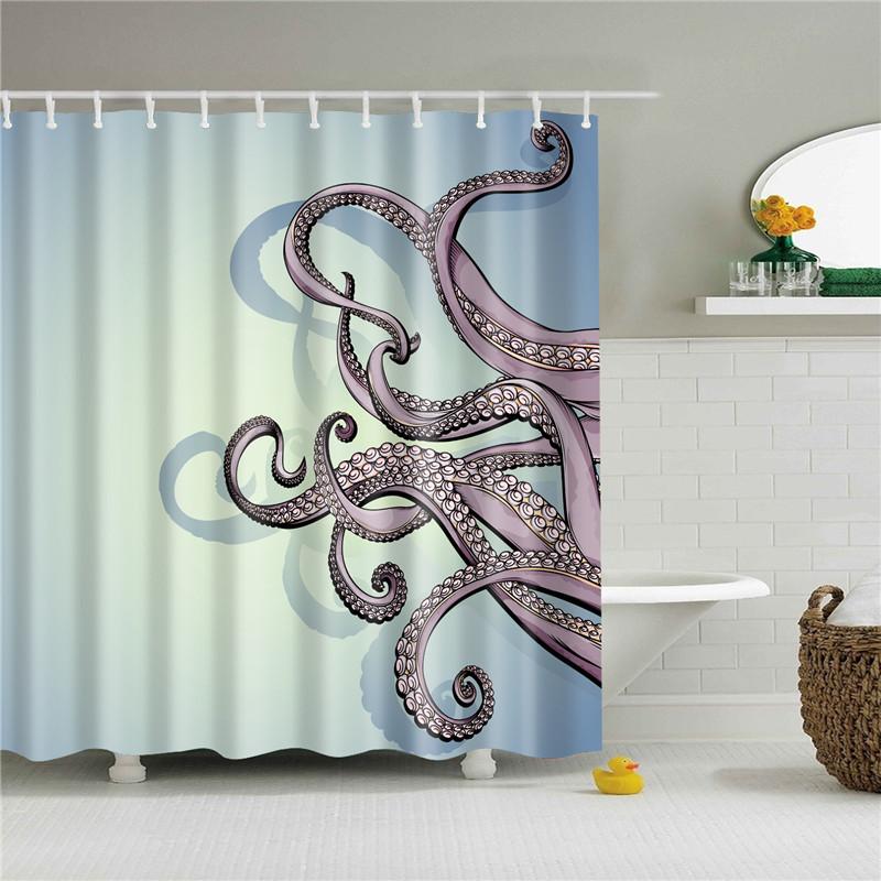 Animals Octopus Wolf Lion Seahorse Turtle Shower Curtains Bathroom Curtain Frabic Waterproof Polyester Bathroom Curtain Hooks