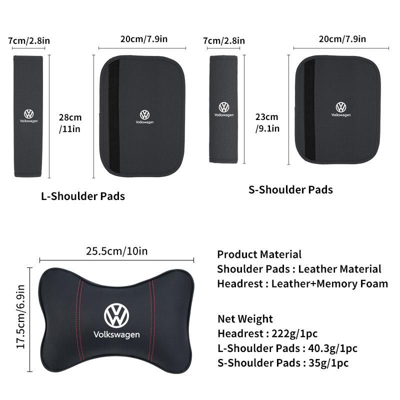 For Volkswagen VW Set Car Head Neck Rest Pillow Seat Belt Pads Headrest Cover Golf 4 5 6 7 Polo Jetta Sagitar Magotan Passat B5 QF9
