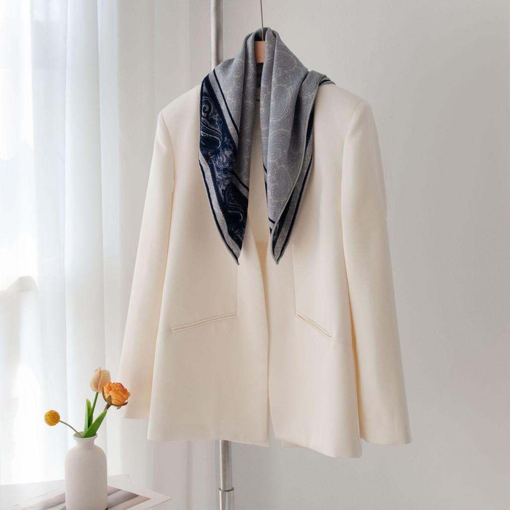 Elegant Silk Wool Double-Sided Shawl - Versatile Autumn & Winter Scarf 