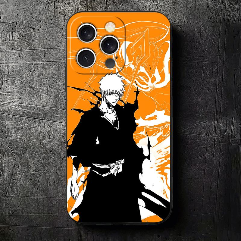 Custodia morbida per telefono Bleach Kurosaki Ichigo per iPhone 16 16E 17 Air 15 Pro Max 14 Plus 13 Mini 11 12 7 Cover Nera Guscio Posteriore