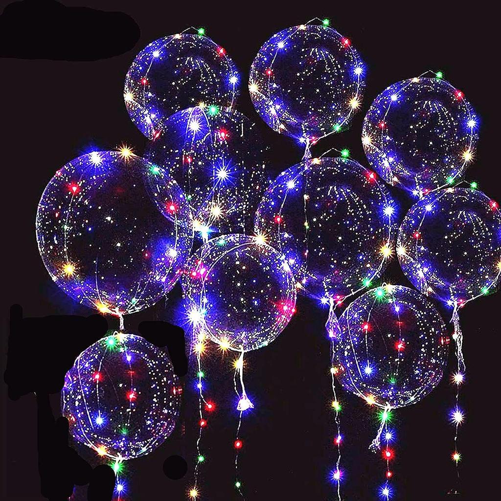 Bobo Balloons with LED Lights Transparent Glowing Bubble Balls for Wedding Birthday Decorations, Party Supplies