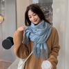 Women's and Men's Thick Warm Cashmere-Like Scarf - Autumn Winter Korean Style with Tassels, Solid Color