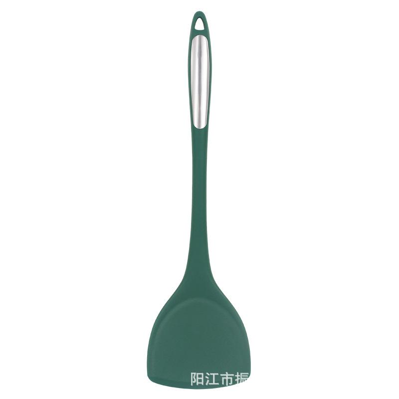 

Кухонная утварь Термостойкий силиконовый сепаратор для масла Половники Противоожоговая шумовка с длинной ручкой Ложка-шумовка с антипригарным покрытием Лопатка для тушения Dark green shovel
