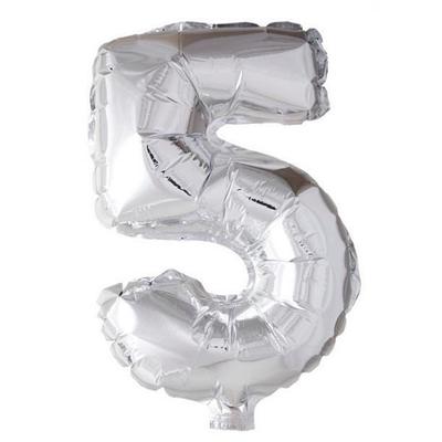 Wefiesta Foil Balloon Number '5' 40 Cm Silver