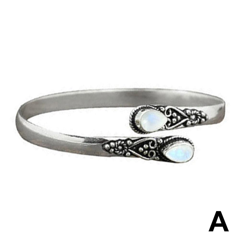 Bracelet Vintage Ouvert Réglable en Pierre d'Ambre Bleue Pour Hommes Bijoux Décontractés Manchette Bracelet Femme Gi K4X8