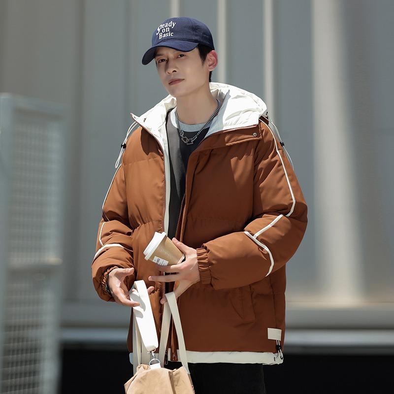 Down cotton-padded clothes Men's shoulder-sleeved hooded bread clothes Student hooded down cotton-padded clothes Trendy brand couple casual cotton