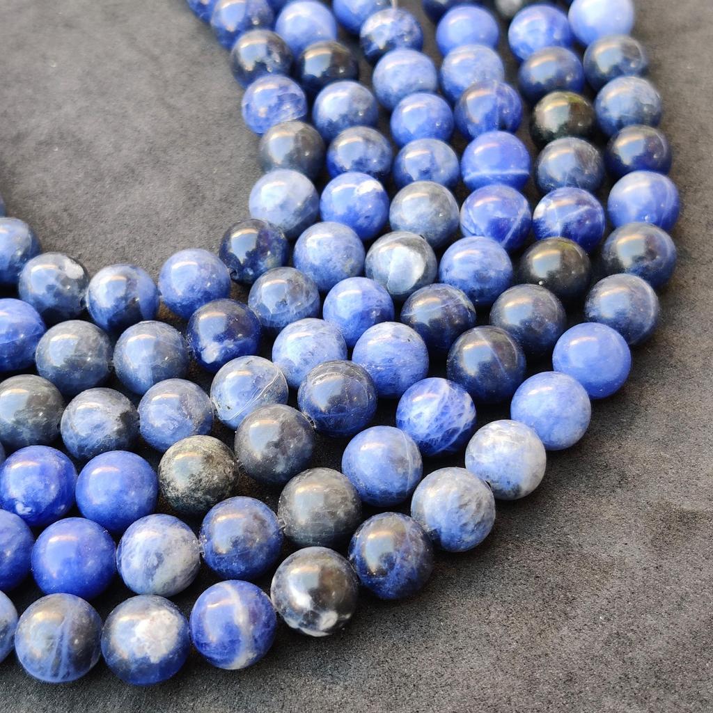 Přírodní sodalitové korálky, kvalitní hladké kulaté korálky, 6 mm, 8 mm, velikost kamene 10 mm, korálky z drahokamů 14-15 palců.