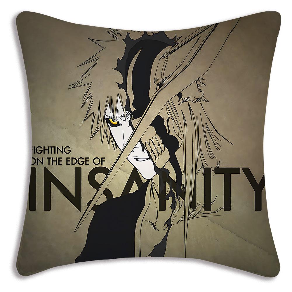 Hot Anime Bleach Ichigo Pillow Covers Cartoon Sofa Decorative Home Double-Sided Printing Short Plush Cute Cushion Cover