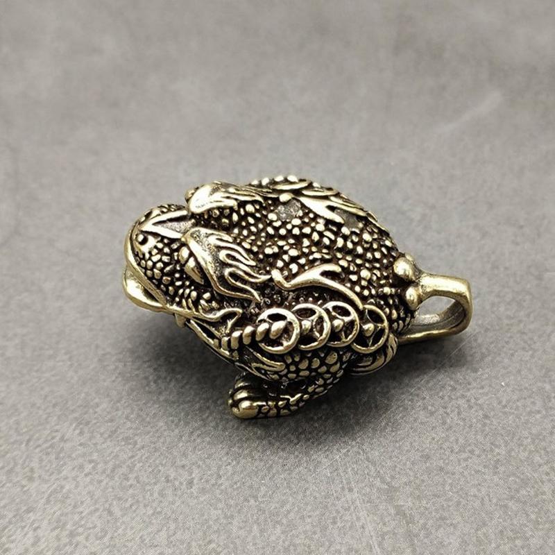 Retro Copper Three-foot Toad Bell Figurines Home Decorations Accessories Crafts Brass Feng Shui Tea Pet Desktop Ornament Decors