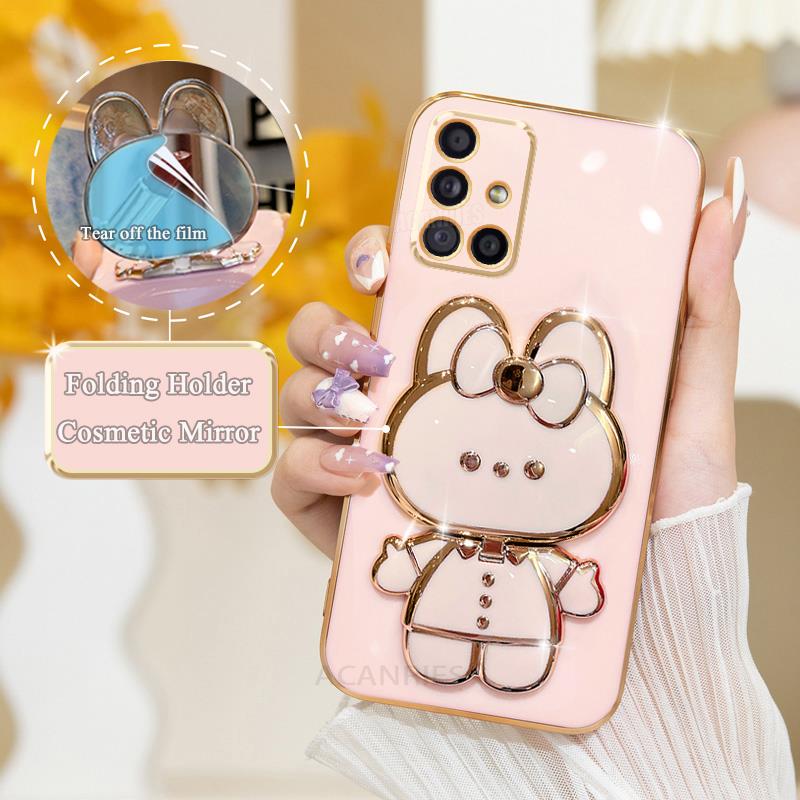 

A 51 31 71 12 Роскошный чехол-держатель для зеркала с покрытием для Samsung Galaxy A51 A71 4g A31 A21s A12 A22 Силиконовый чехол-подставка M51 M31 M30s A53 (4G 5G)