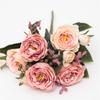 5-Petal Autumn-Colored Peony Artificial Flower Bride Bouquet Wedding Living Room Table Decoration For Vase Home Diy Fake Plants