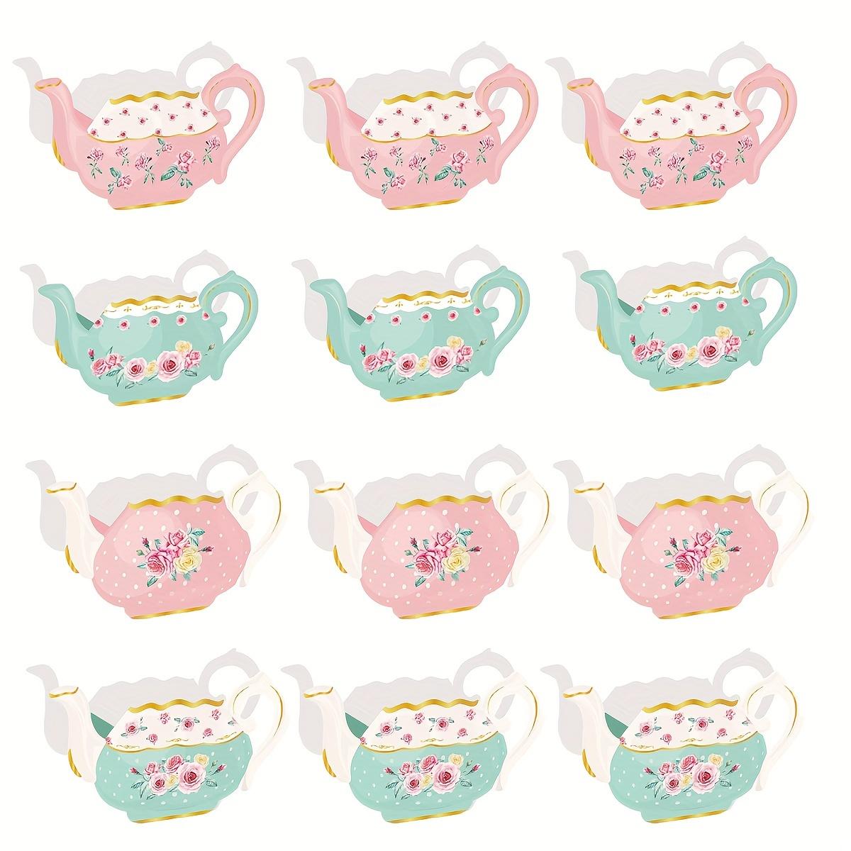 

12 шт. Цветочные коробки для чаепития, Цветочные центральные элементы в виде чайника для весны, дня рождения, вечеринки, свадьбы, юбилеев, картонное украшение, пасхальный декор для комнаты