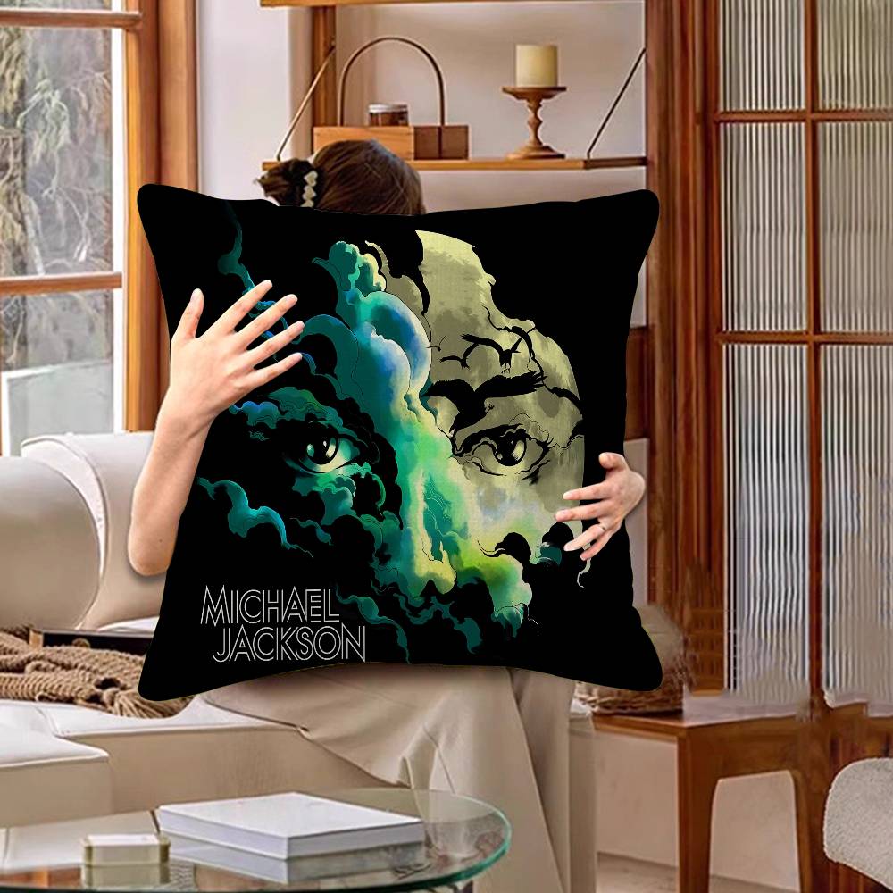 M-Michael J-Jackson New Pillow Covers Cartoon Sofa Decorative Home Double-sided Printing Short Plush Cute Cushion Cover