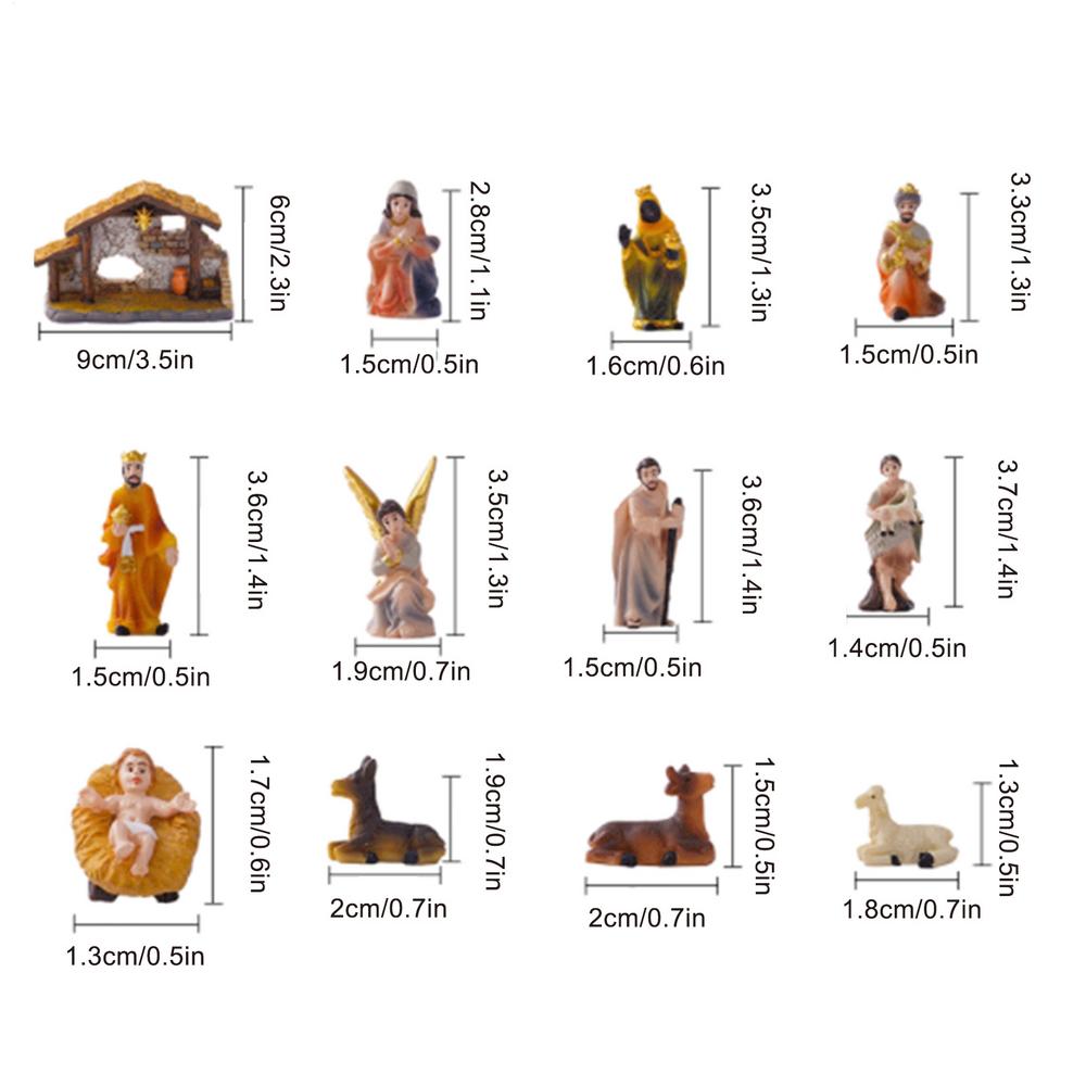 

Christmas Nativity 1.37in High Holy Family Figurine Religious Craft Decorations For Lawn Indoor Outdoor Tabletop Church Home