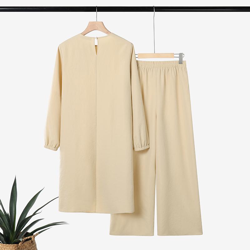 ZANZEA Women Muslim Long Blouse and Pants Casual Two Piece Suit Sets