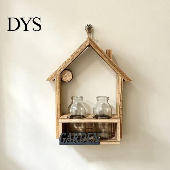 Hanging Glass Vase Wooden Wall Propagation Planter, Mounted Planter with Clear Tubes for Hydroponic Plant Holder Plants, Display Shelf Living