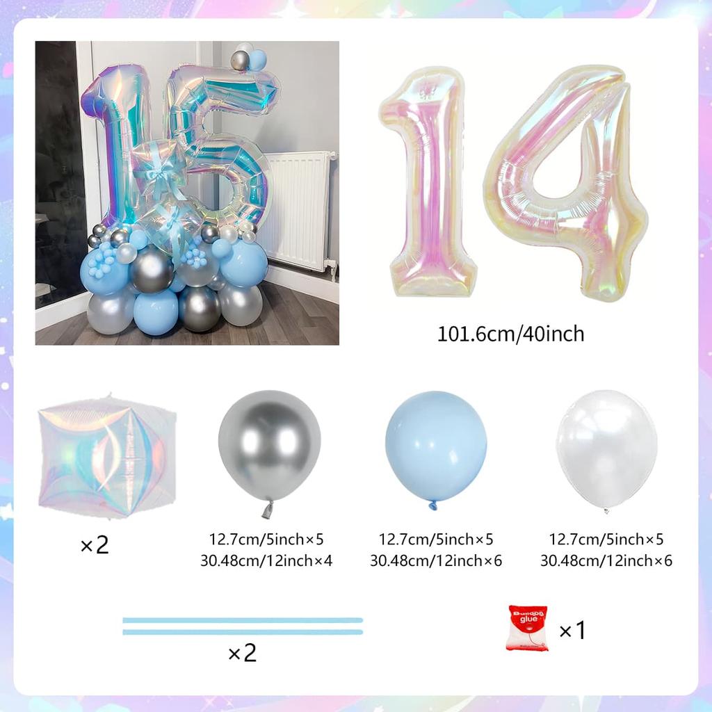 Colorful Rainbow Balloon Set Digital Transparent Colorful Aluminum Film Balloon Commemorative Day Birthday Party Decoration