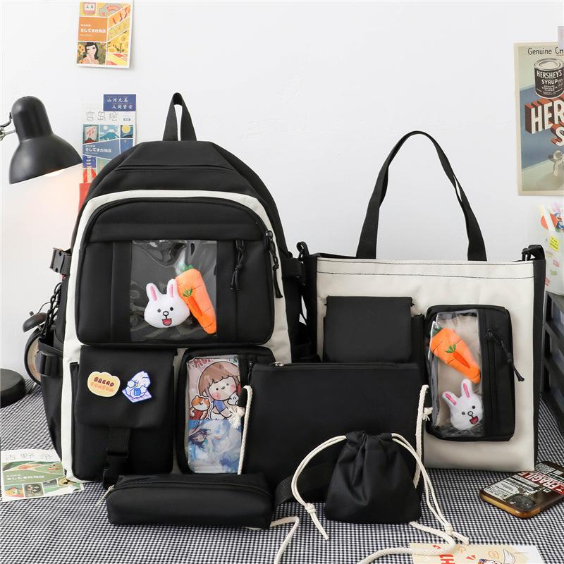 5 PCS Backpack for Middle and High School Students, Lightweight Backpack for Elementary School Students, Women's Large Capacity Backpack, Textbook Bag