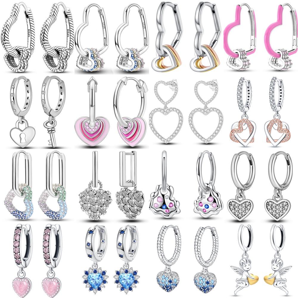 925 Silver Exquisite Simple Love Heart Series Drop Earring For Woman Fashion Party Gift Elegant Jewelry Accessories