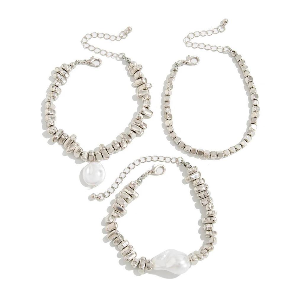 Ingemark 3Pcs/Set Elegant Baroque Imitation Pearl Bracelet Women 2026 New Trend Acrylic Beaded Bracelet Stackable Hand Jewelry