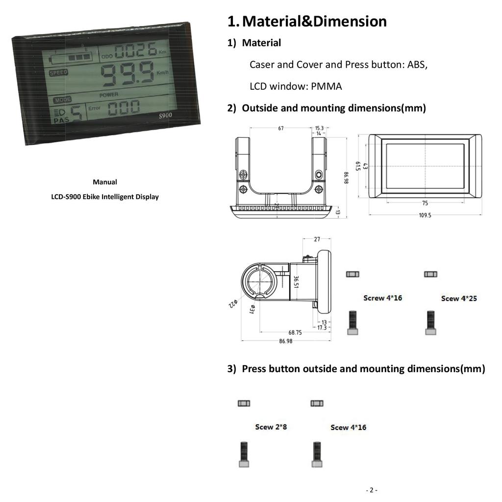 E-bike 25A/30A Brushless Motor Controller 24V 36V 48V 350W-1000W and S966/ SW900 LCD With PAS Throttle Kit for E-Scooter Rapir