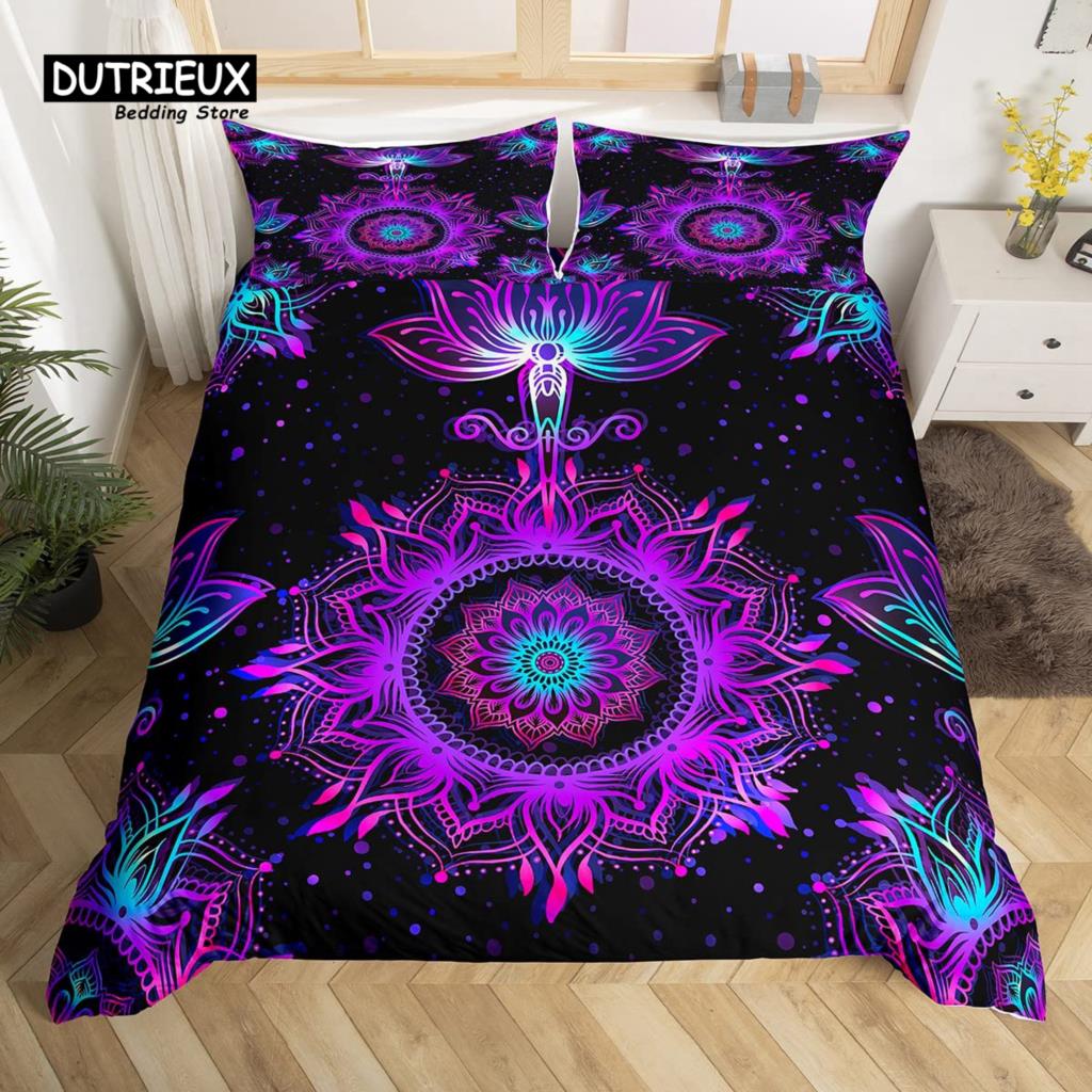 Bohemian Mandala Bettwäsche-Set, 3-teiliges Bettwäsche-Set, Weiche Bequeme Atmungsaktive Bettbezüge, Für Schlafzimmer Gästezimmer Dekor