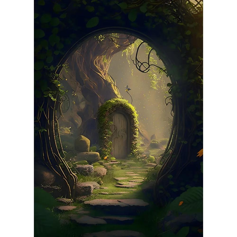 Mysterieuze Betoverde Bos Poster Zonovergoten Elfenbos Pad Sprookjes Prints Canvas Schilderij Muurfoto Huis Woonkamer Decor