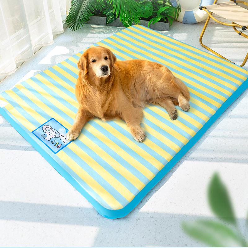 Beach Dog Cartoon Striped Mat Cat Mat Cooling Mat Dog Kennel Cat Kennel Pet Kennel Pet Supplies Can Be Removed and Washed!