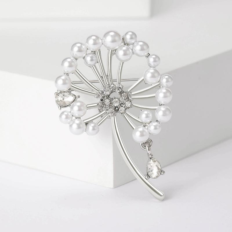 

Rhinestone Dandelion Pins For Women Pearl Plant Brooches Banquet Party Backpack Gifts Jewelry Accessories