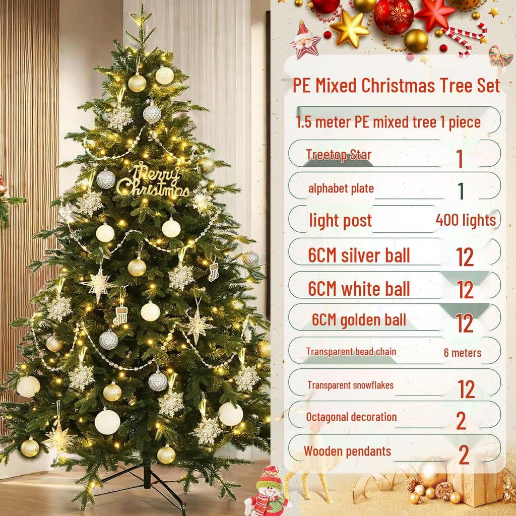 Simple Fresh PE Christmas Tree Set - 1.5/1.8/2.1/3m for Home & Mall